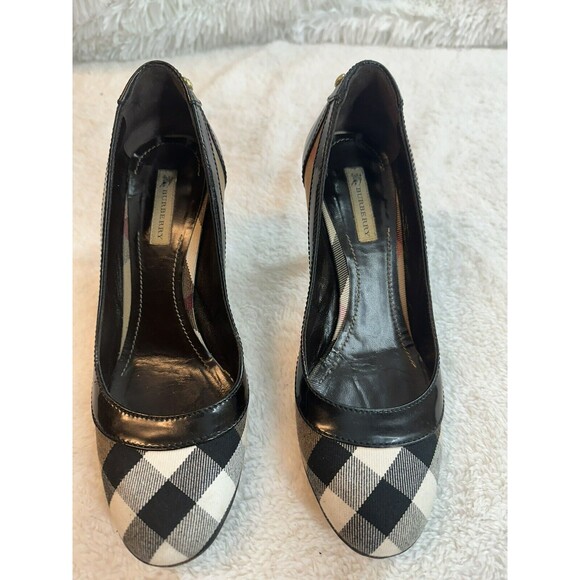 Burberry Nova Check Leather Pumps Heels 3” Size 7.5 US 38 EUR Black ***Flaws*** - Picture 11 of 16